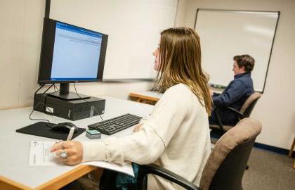 Students testing in AU testing center